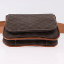 CELINE Macadam Canvas Waist Pouch PVC Leather Brown Gold Auth 194626A-5