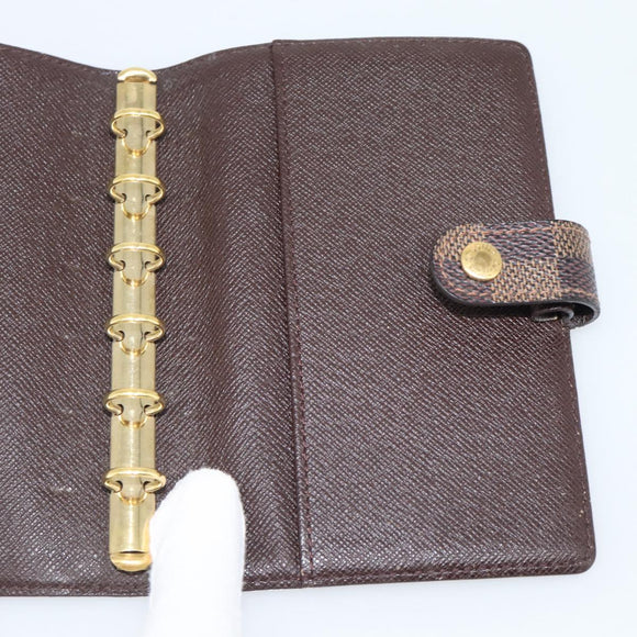 LOUIS VUITTON Damier Ebene Agenda PM Day Planner Cover R20700 LV Auth 194627