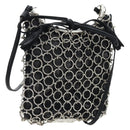 Salvatore Ferragamo Gancini Shoulder Bag Metal Leather Black Silver Auth 194638V-1