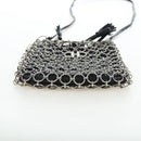 Salvatore Ferragamo Gancini Shoulder Bag Metal Leather Black Silver Auth 194638V-5