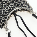 Salvatore Ferragamo Gancini Shoulder Bag Metal Leather Black Silver Auth 194638V-18