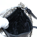 Salvatore Ferragamo Gancini Shoulder Bag Metal Leather Black Silver Auth 194638V-20