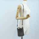 Salvatore Ferragamo Gancini Shoulder Bag Metal Leather Black Silver Auth 194638V-22