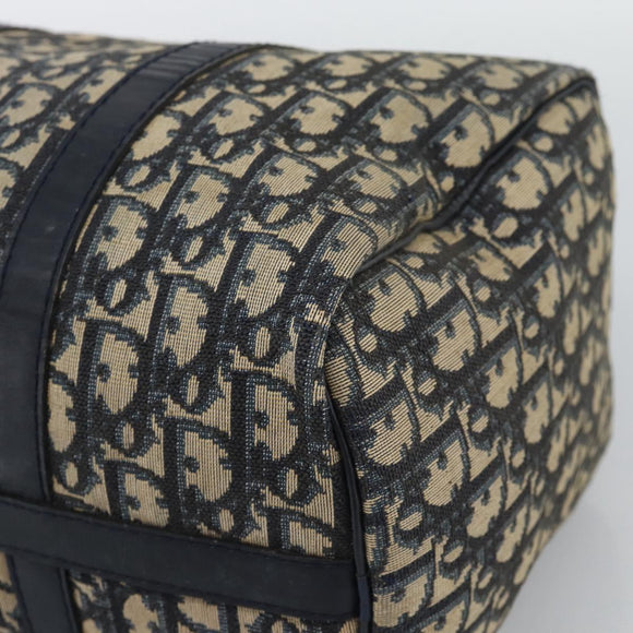 Christian Dior Trotter Canvas Boston Bag Navy Silver Auth 194640