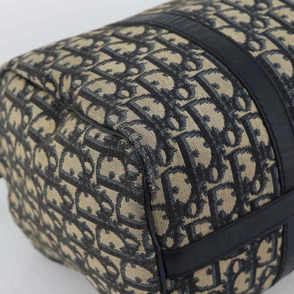 Christian Dior Trotter Canvas Boston Bag Navy Silver Auth 194640