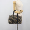 Christian Dior Trotter Canvas Boston Bag Navy Silver Auth 194640-20