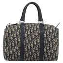 Christian Dior Trotter Canvas Boston Bag Navy Silver Auth 194640-13
