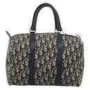 Christian Dior Trotter Canvas Boston Bag Navy Silver Auth 194640-2