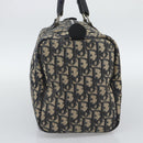 Christian Dior Trotter Canvas Boston Bag Navy Silver Auth 194640-4