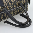 Christian Dior Trotter Canvas Boston Bag Navy Silver Auth 194640-7