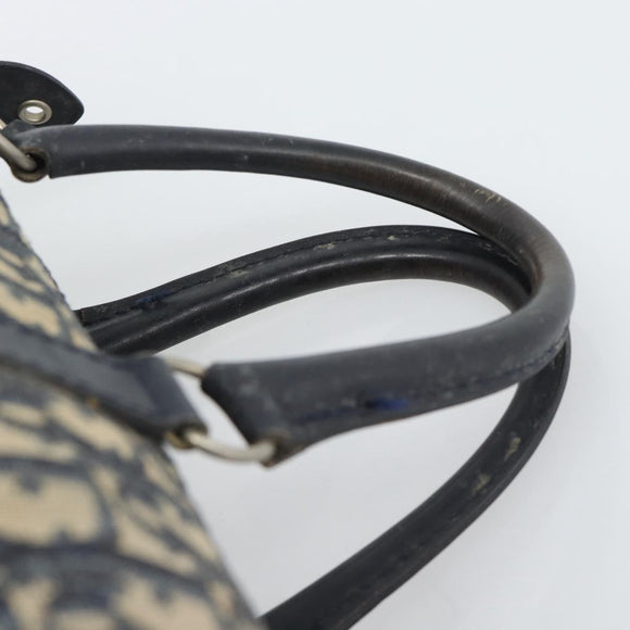 Christian Dior Trotter Canvas Boston Bag Navy Silver Auth 194640