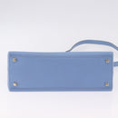 Salvatore Ferragamo Gancini Hand Bag Leather 2way Light Blue Gold Auth 194641A-5