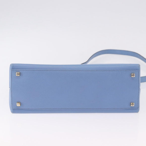 Salvatore Ferragamo Gancini Hand Bag Leather 2way Light Blue Gold Auth 194641A
