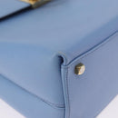 Salvatore Ferragamo Gancini Hand Bag Leather 2way Light Blue Gold Auth 194641A-10