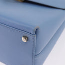 Salvatore Ferragamo Gancini Hand Bag Leather 2way Light Blue Gold Auth 194641A-15