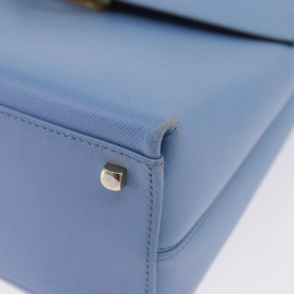 Salvatore Ferragamo Gancini Hand Bag Leather 2way Light Blue Gold Auth 194641A