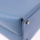 Salvatore Ferragamo Gancini Hand Bag Leather 2way Light Blue Gold Auth 194641A-16