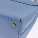 Salvatore Ferragamo Gancini Hand Bag Leather 2way Light Blue Gold Auth 194641A-17