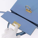 Salvatore Ferragamo Gancini Hand Bag Leather 2way Light Blue Gold Auth 194641A-19