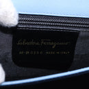 Salvatore Ferragamo Gancini Hand Bag Leather 2way Light Blue Gold Auth 194641A-12