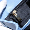 Salvatore Ferragamo Gancini Hand Bag Leather 2way Light Blue Gold Auth 194641A-25