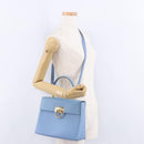 Salvatore Ferragamo Gancini Hand Bag Leather 2way Light Blue Gold Auth 194641A-27