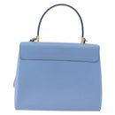 Salvatore Ferragamo Gancini Hand Bag Leather 2way Light Blue Gold Auth 194641A-2