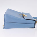 Salvatore Ferragamo Gancini Hand Bag Leather 2way Light Blue Gold Auth 194641A-3