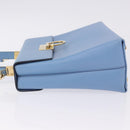 Salvatore Ferragamo Gancini Hand Bag Leather 2way Light Blue Gold Auth 194641A-4