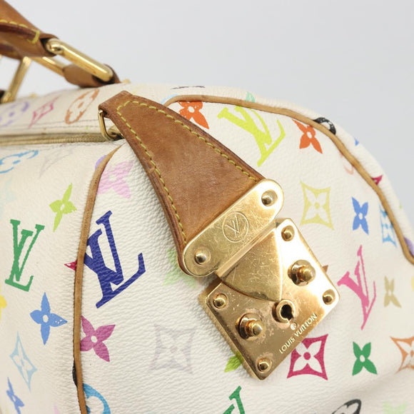 LOUIS VUITTON Monogram Multicolor Speedy 30 Bag White Bron M92643 LV Auth 194650