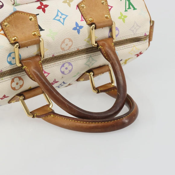 LOUIS VUITTON Monogram Multicolor Speedy 30 Bag White Bron M92643 LV Auth 194650