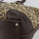 GUCCI Horsebit Sherry Line Boston Bag Canvas Beige Gold 150335 Auth 194651V-9