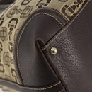 GUCCI Horsebit Sherry Line Boston Bag Canvas Beige Gold 150335 Auth 194651V-14