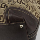 GUCCI Horsebit Sherry Line Boston Bag Canvas Beige Gold 150335 Auth 194651V-15