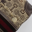 GUCCI Horsebit Sherry Line Boston Bag Canvas Beige Gold 150335 Auth 194651V-18
