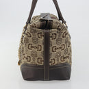 GUCCI Horsebit Sherry Line Boston Bag Canvas Beige Gold 150335 Auth 194651V-3