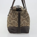 GUCCI Horsebit Sherry Line Boston Bag Canvas Beige Gold 150335 Auth 194651V-4