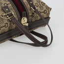 GUCCI Horsebit Sherry Line Boston Bag Canvas Beige Gold 150335 Auth 194651V-7