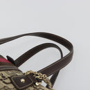 GUCCI Horsebit Sherry Line Boston Bag Canvas Beige Gold 150335 Auth 194651V-8