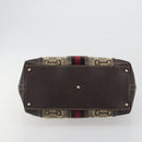 GUCCI Horsebit Sherry Line Boston Bag Canvas Beige Gold 150335 Auth 194651V-5