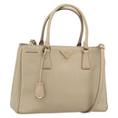 PRADA Galleria Hand Bag Safiano 2way Beige Gold Auth 194655A-1