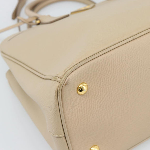 PRADA Galleria Hand Bag Safiano 2way Beige Gold Auth 194655A