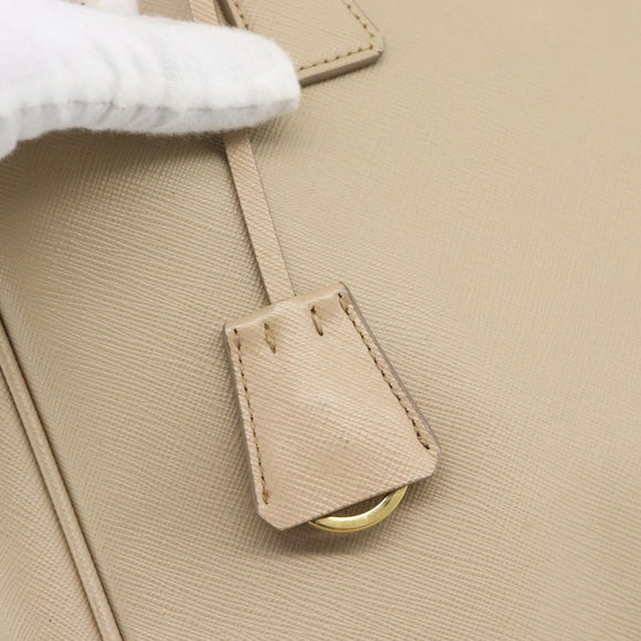 PRADA Galleria Hand Bag Safiano 2way Beige Gold Auth 194655A