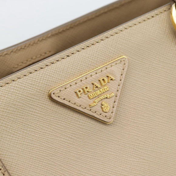 PRADA Galleria Hand Bag Safiano 2way Beige Gold Auth 194655A