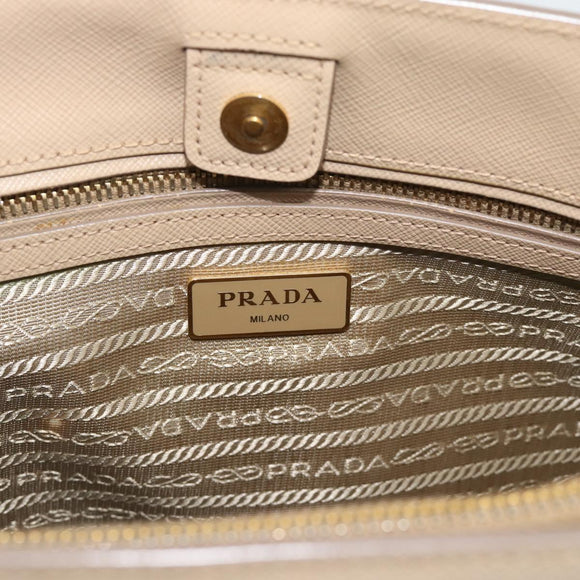 PRADA Galleria Hand Bag Safiano 2way Beige Gold Auth 194655A