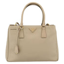 PRADA Galleria Hand Bag Safiano 2way Beige Gold Auth 194655A-2