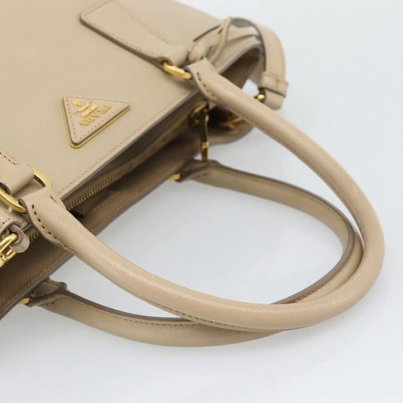 PRADA Galleria Hand Bag Safiano 2way Beige Gold Auth 194655A