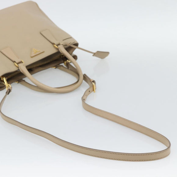PRADA Galleria Hand Bag Safiano 2way Beige Gold Auth 194655A