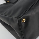 PRADA Galleria Hand Bag Saffiano leather Black Gold Auth 194656V-11