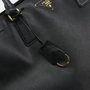 PRADA Galleria Hand Bag Saffiano leather Black Gold Auth 194656V-15